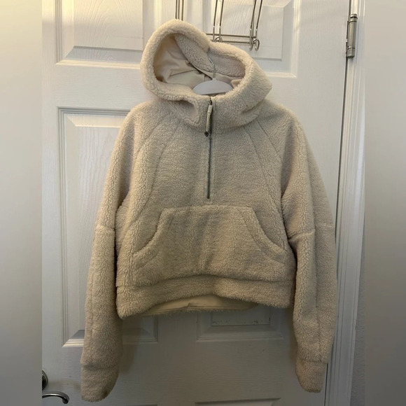 ! LULULEMON Scuba Oversized Half-Zip FLEECE Hoodie XS/S White Opal - Picture 5 of 10